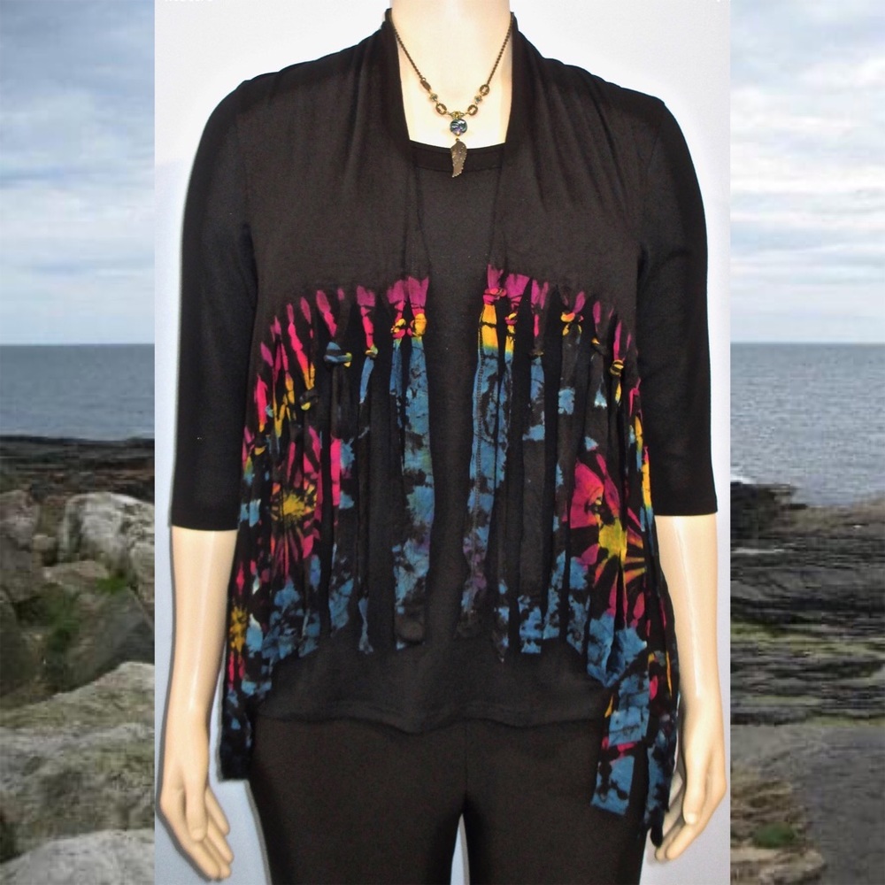 Mod Collective Artwear Fringe Vest in NightRainbow